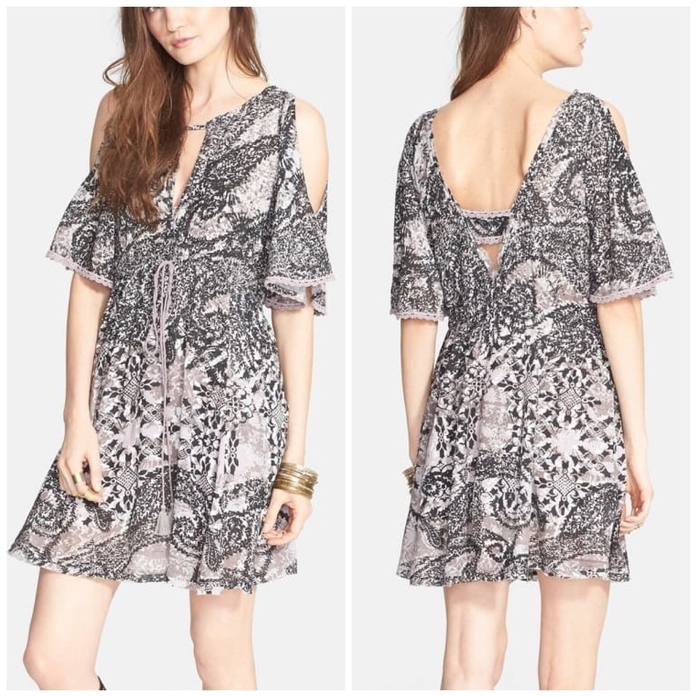 FREE PEOPLE Love Birds Minidress Stone Combo XS